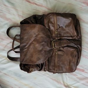 Decree faux leather backpack distressed brown